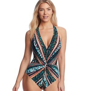 MAGICSUIT women’s striped DREW twist knot one piece swimsuit statement back 12